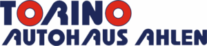 Das Bild zeigt das Logo mit der Aufschrift Torino Autohaus Ahlen in blauen und roten Buchstaben.
