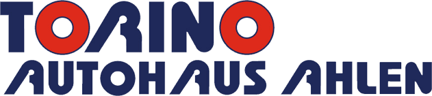 Das Bild zeigt das Logo mit der Aufschrift Torino Autohaus Ahlen in blauen und roten Buchstaben.